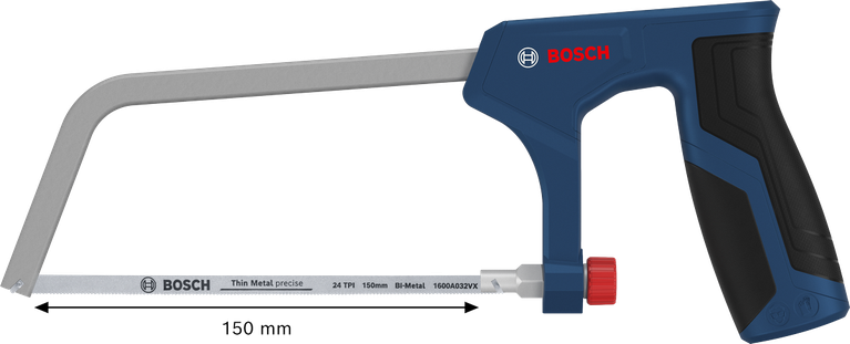 Gergaji besi bi-metal Bosch 150 mm untuk pemotongan logam yang presisi.