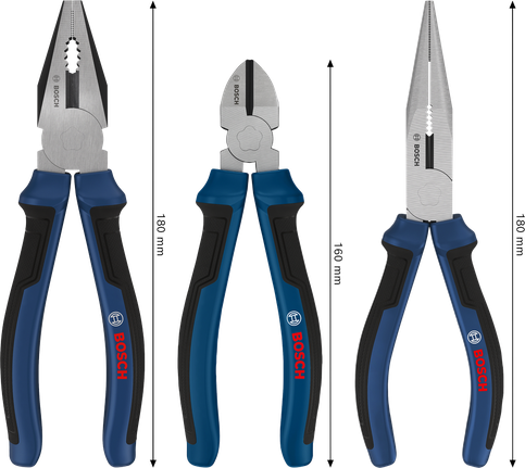 Set tang Bosch dengan gagang multi-komponen, 3 buah.