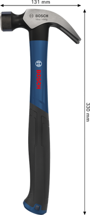 Palu cakar Bosch 16oz baja karbon dengan kepala melengkung.