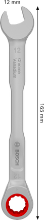 Kunci kombinasi ratchet Bosch 12 mm krom vanadium.