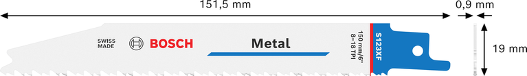 Mata pisau gergaji bolak-balik bi-metal Bosch S 123 XF untuk logam.