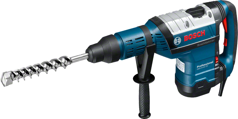 Bor palu putar Bosch GBH 8-45 DV dengan pegangan samping.